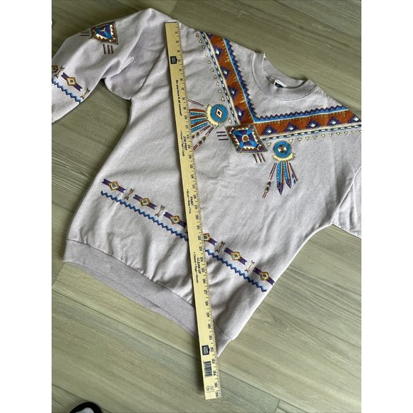Vintage‎ Lifestyles 90s Aztec Mexican Purple Sweatshirt Adult One Size Made USA - Picture 10 of 15